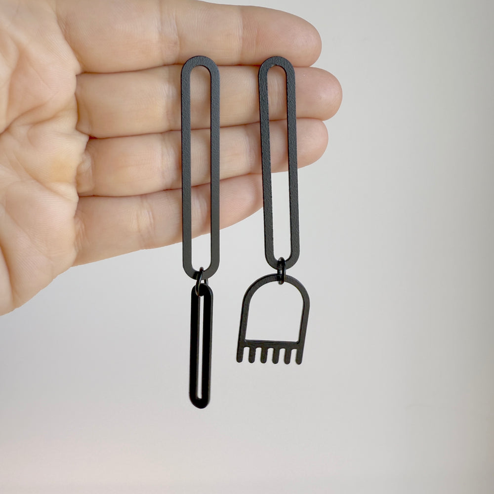 
                  
                    OOAK - asymmetrical rake earrings
                  
                