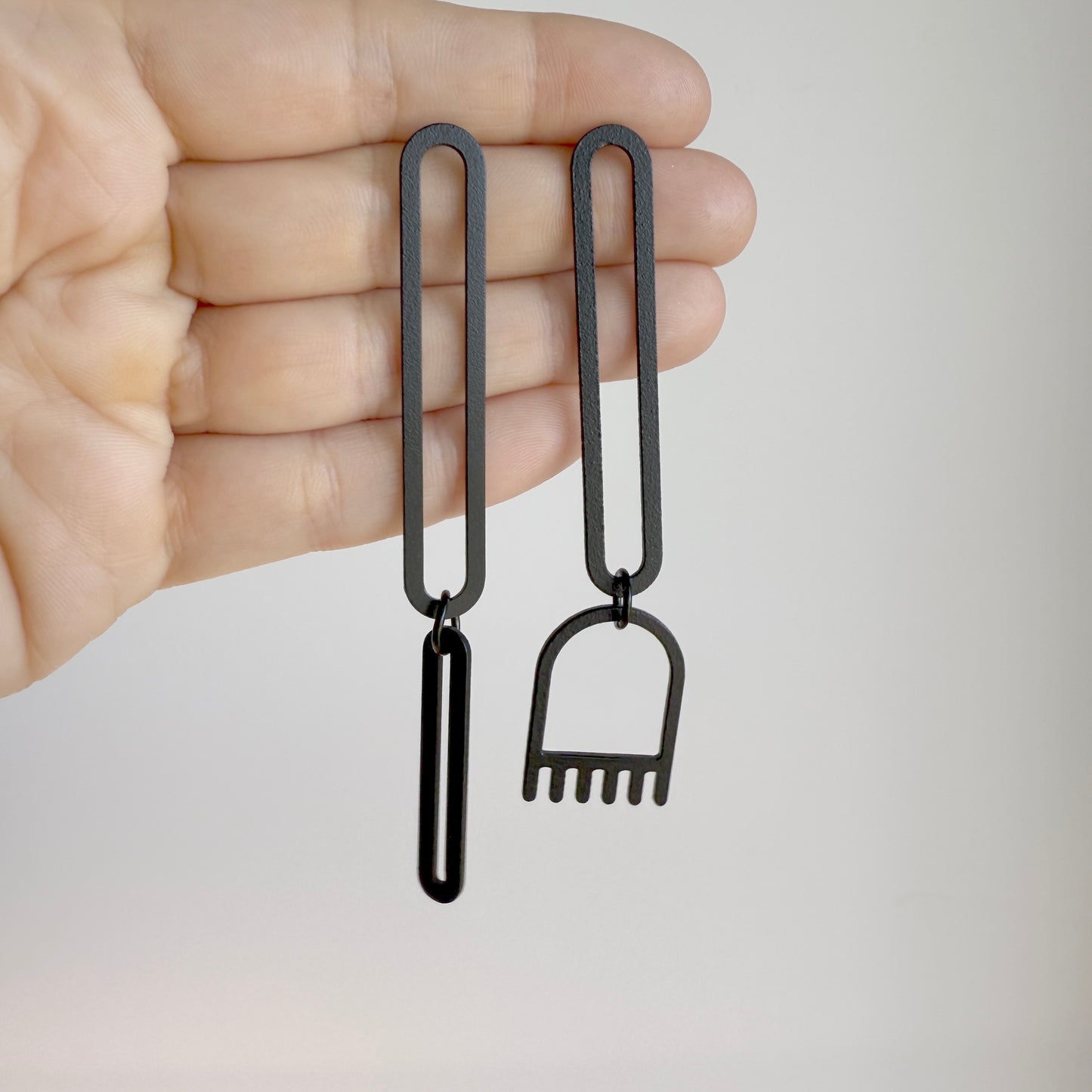 
                  
                    OOAK - asymmetrical rake earrings
                  
                
