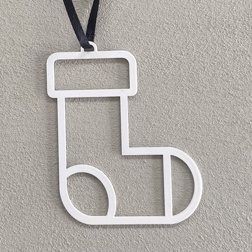 christmas ornament - stocking - offwhite