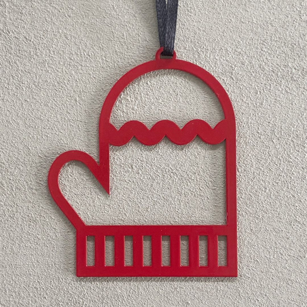 christmas ornament - mitten - red