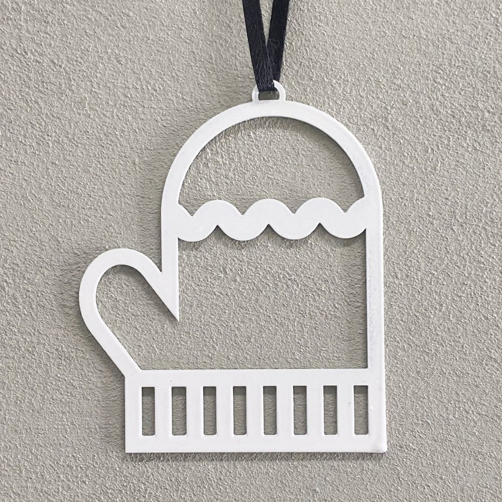 christmas ornament - mitten - offwhite